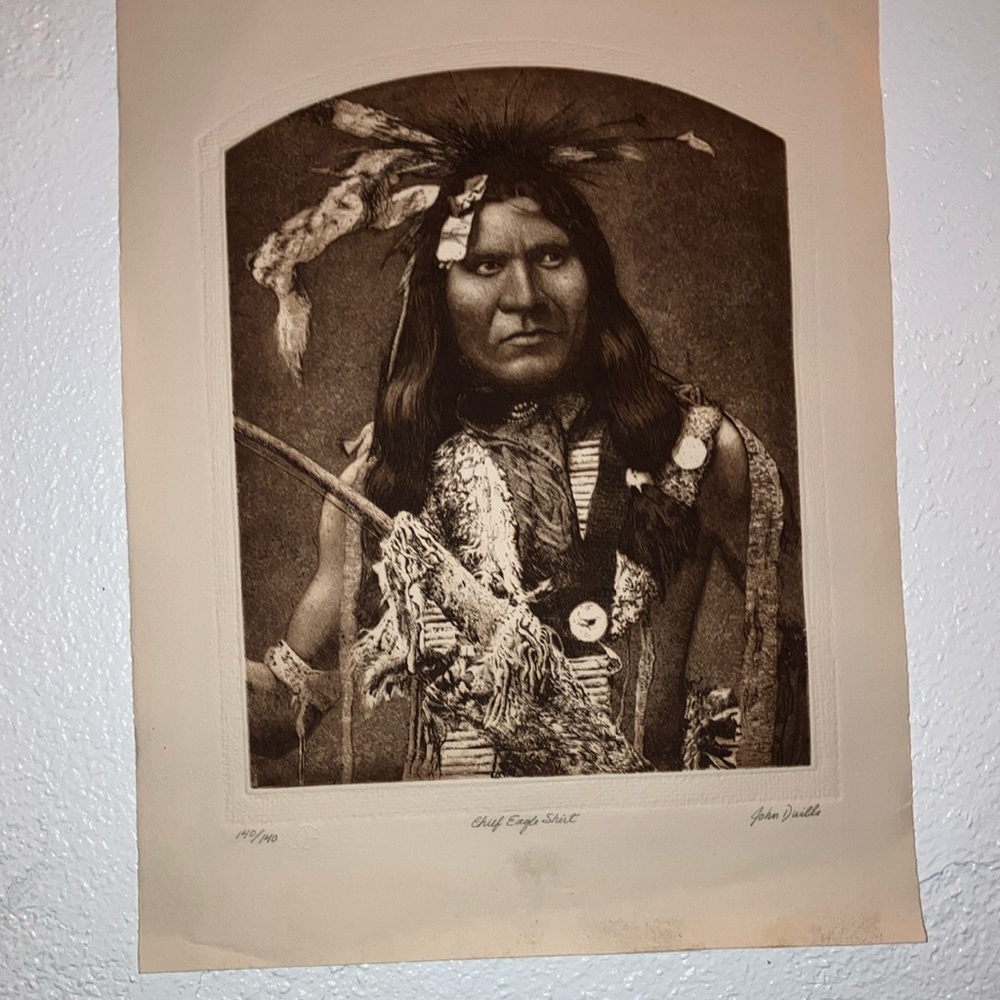 Vintage Native American Art Print JOHN DUILLI 140/140 with certificate